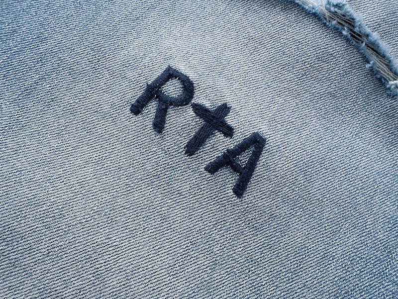 R+A Light Blue Distressed Straight-Leg Jeans ¡ª detail