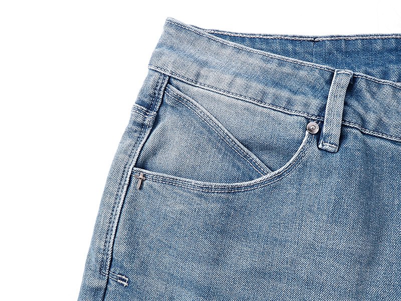R+A Light Blue Distressed Straight-Leg Jeans ¡ª detail