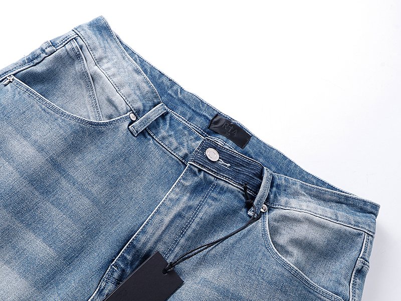 R+A Washed Distressed Jeans - Light Blue ¡ª detail