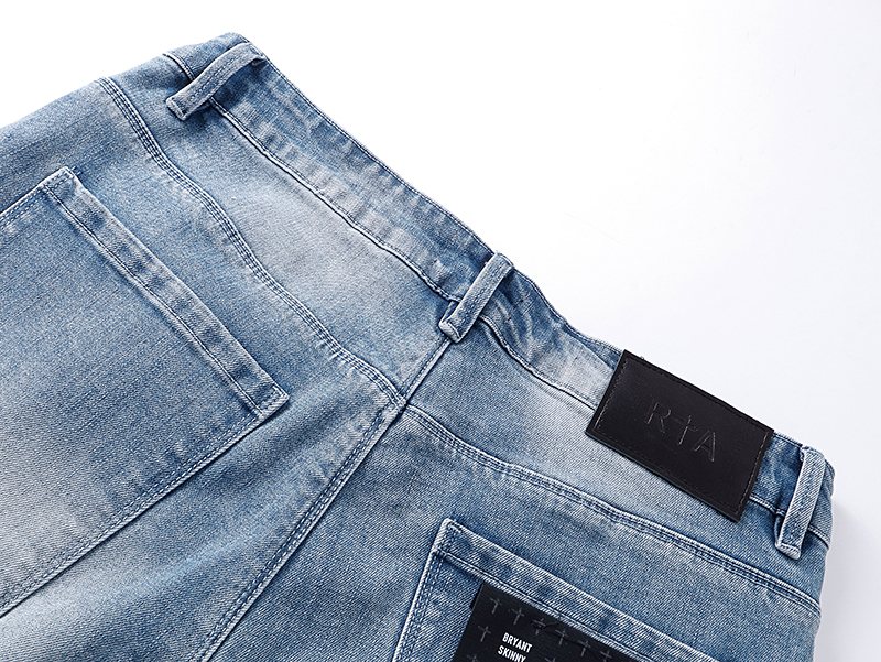 R+A Washed Distressed Jeans - Light Blue ¡ª detail