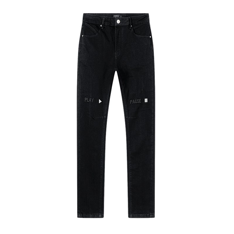 R+A Play/Pause Embroidered Black Jeans ¡ª hero