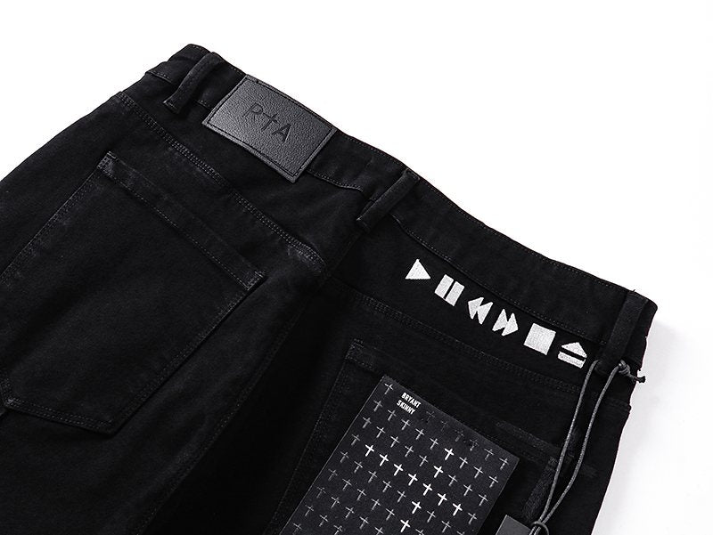 R+A Play/Pause Embroidered Black Jeans ¡ª detail