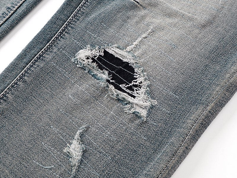 R+A Distressed Blue Embroidered Pocket Jeans ¡ª detail