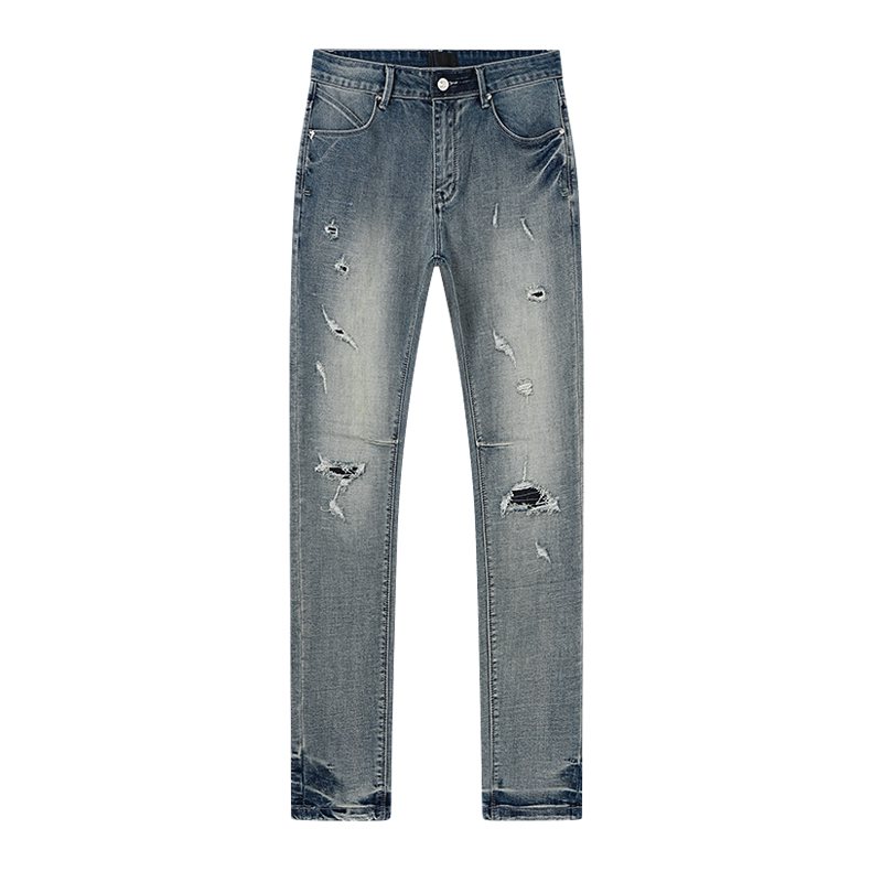 R+A Distressed Blue Embroidered Pocket Jeans ¡ª front