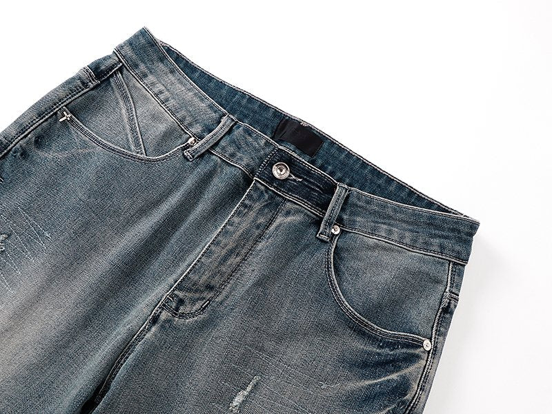 R+A Distressed Blue Embroidered Pocket Jeans ¡ª detail