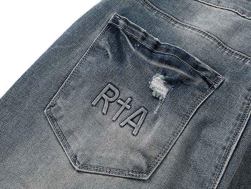 R+A Distressed Blue Embroidered Pocket Jeans ¡ª detail