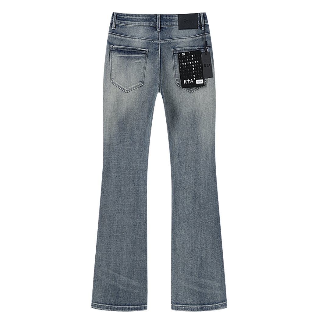 R+A Washed Blue Flared Jeans ¡ª back