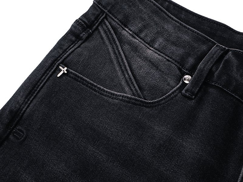 R+A Black Distressed Washed Jeans ¡ª detail