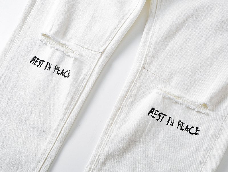 R+A White Cross Graphic Jeans ¡ª detail