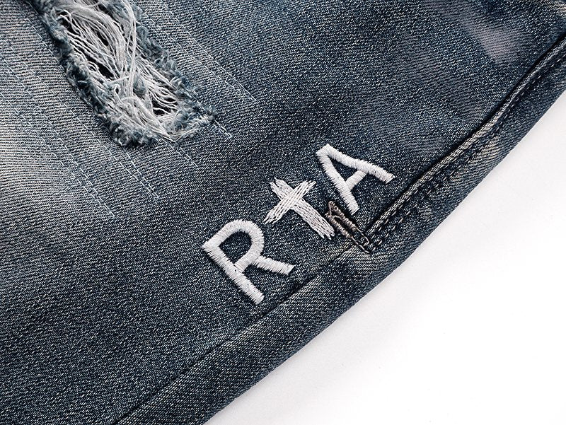R+A Washed Distressed Graphic Jeans ¡ª detail