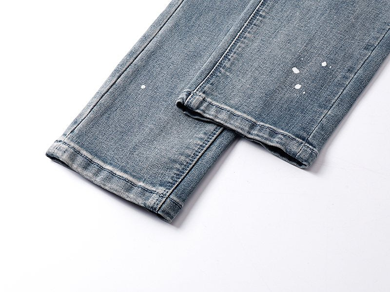 R+A Light Blue Distressed Paint Speckle Jeans ¡ª detail