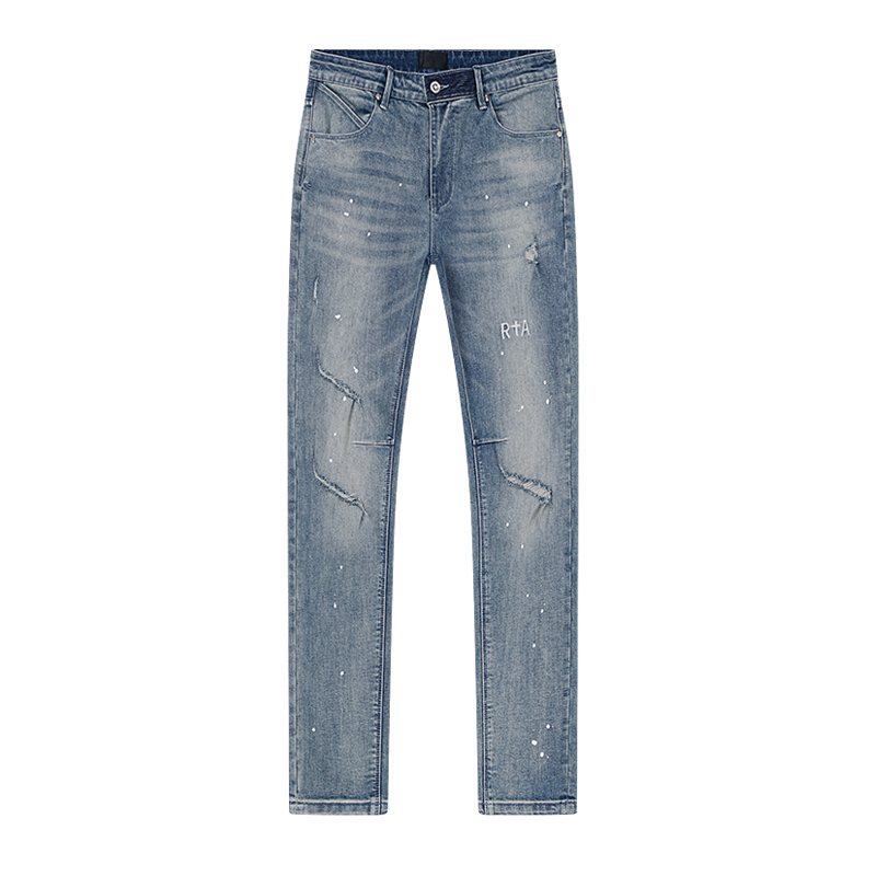R+A Light Blue Distressed Paint Speckle Jeans ¡ª hero