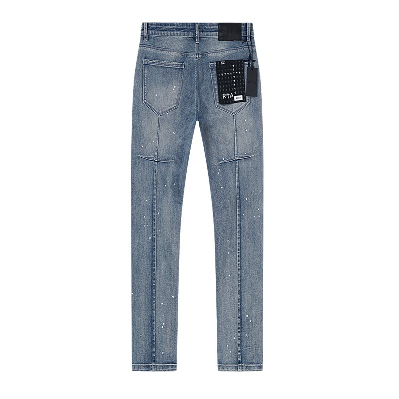 R+A Light Blue Distressed Paint Speckle Jeans ¡ª back