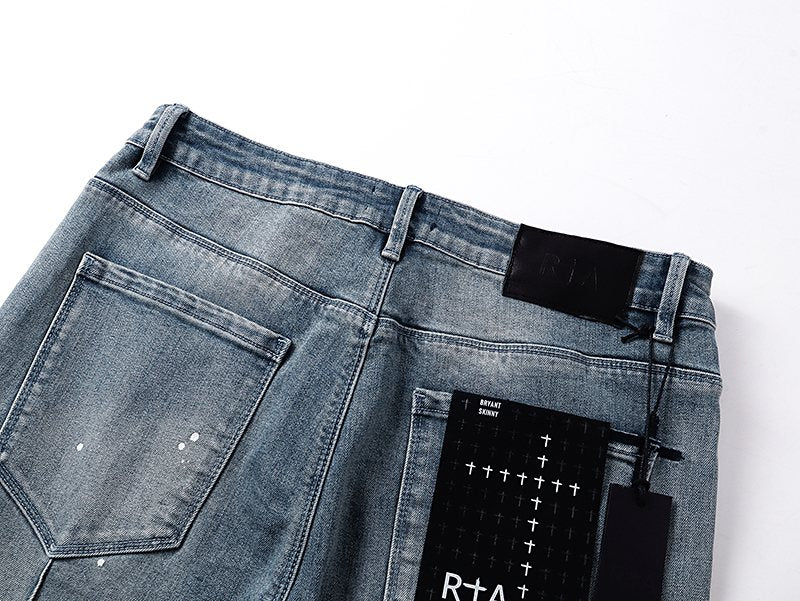 R+A Light Blue Distressed Paint Speckle Jeans ¡ª detail