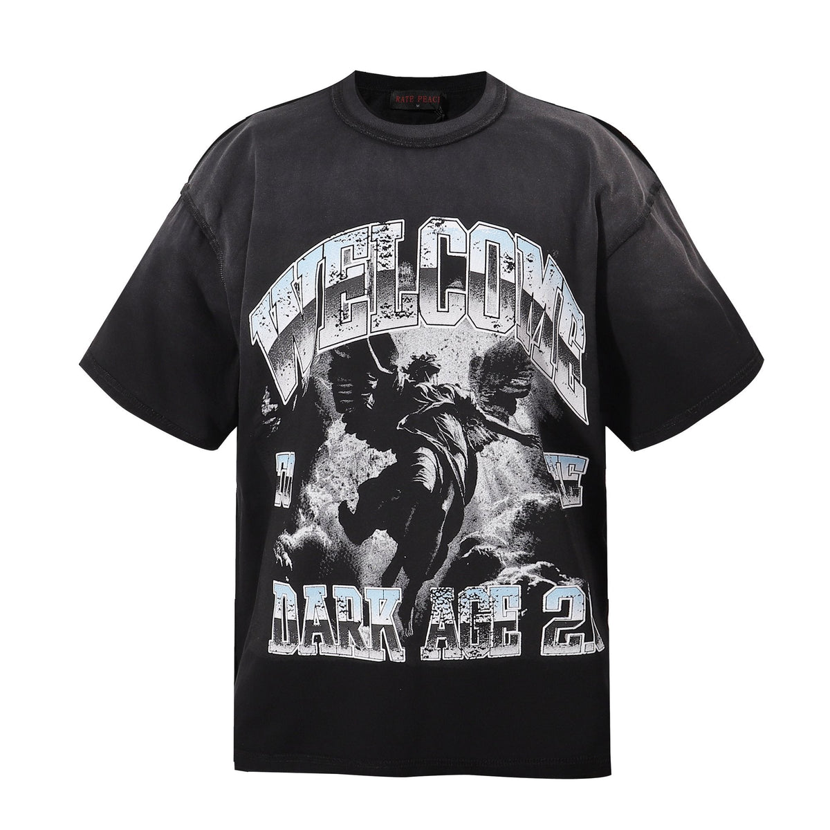RARE PEACE Dark Age Washed Black Graphic T-Shirt ¡ª hero