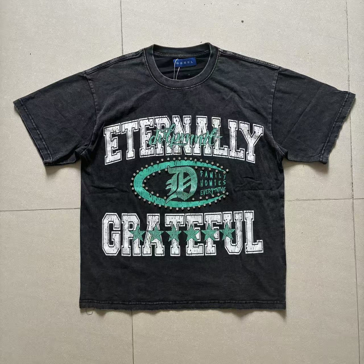 R3BEL Eternally Grateful Rhinestone Graphic T-Shirt ¡ª front