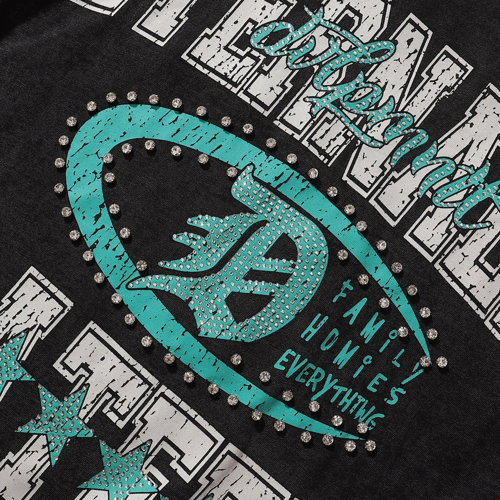R3BEL Eternally Grateful Rhinestone Graphic T-Shirt ¡ª detail