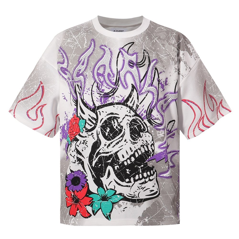 KLEEP Skull Flame Distressed Graphic T-Shirt ¡ª hero