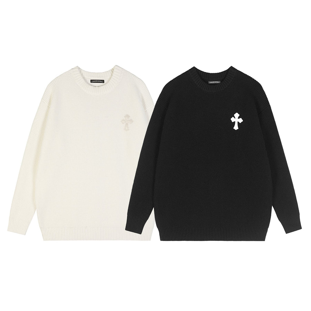 Chrome Hearts Slogan Patch Waffle Knit Crewneck Sweater ¡ª comparison