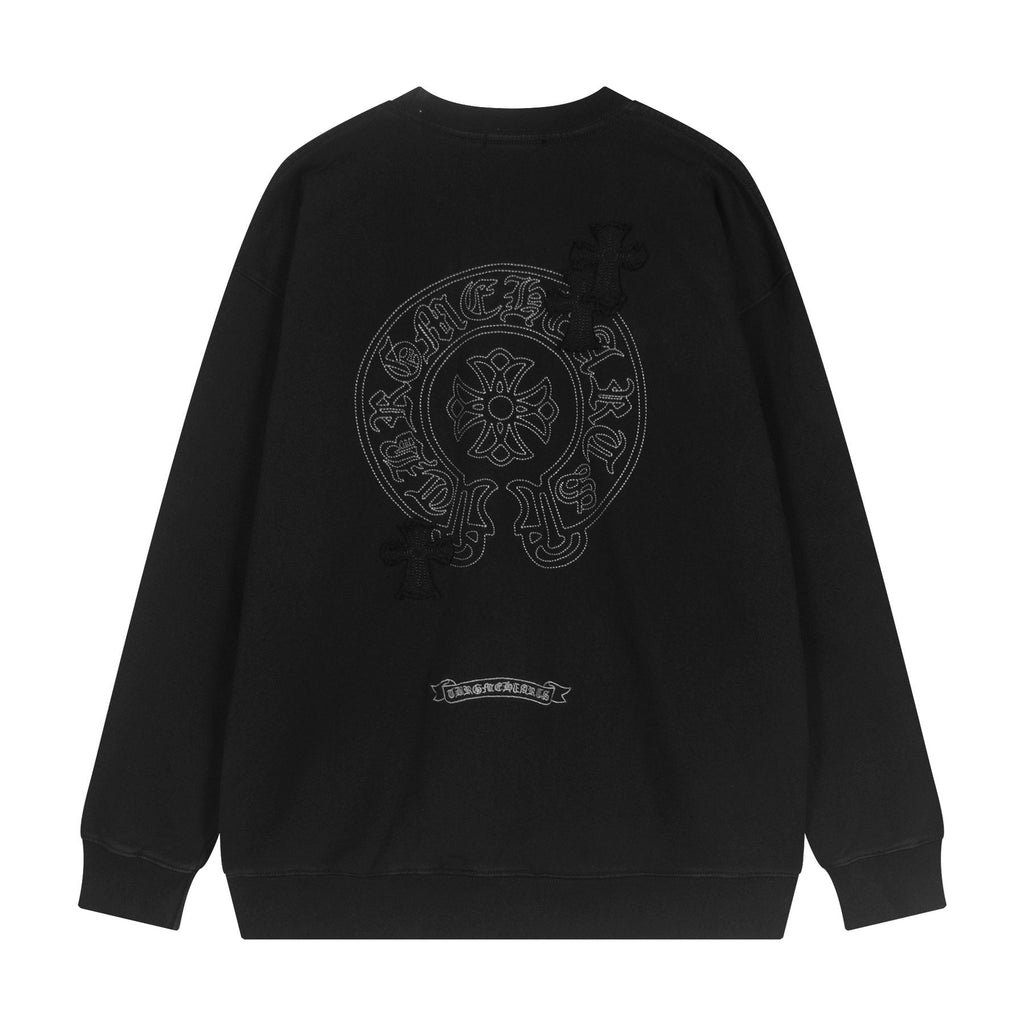 Chrome Hearts Rhinestone Horseshoe Applique Crewneck Sweatshirt ¡ª back
