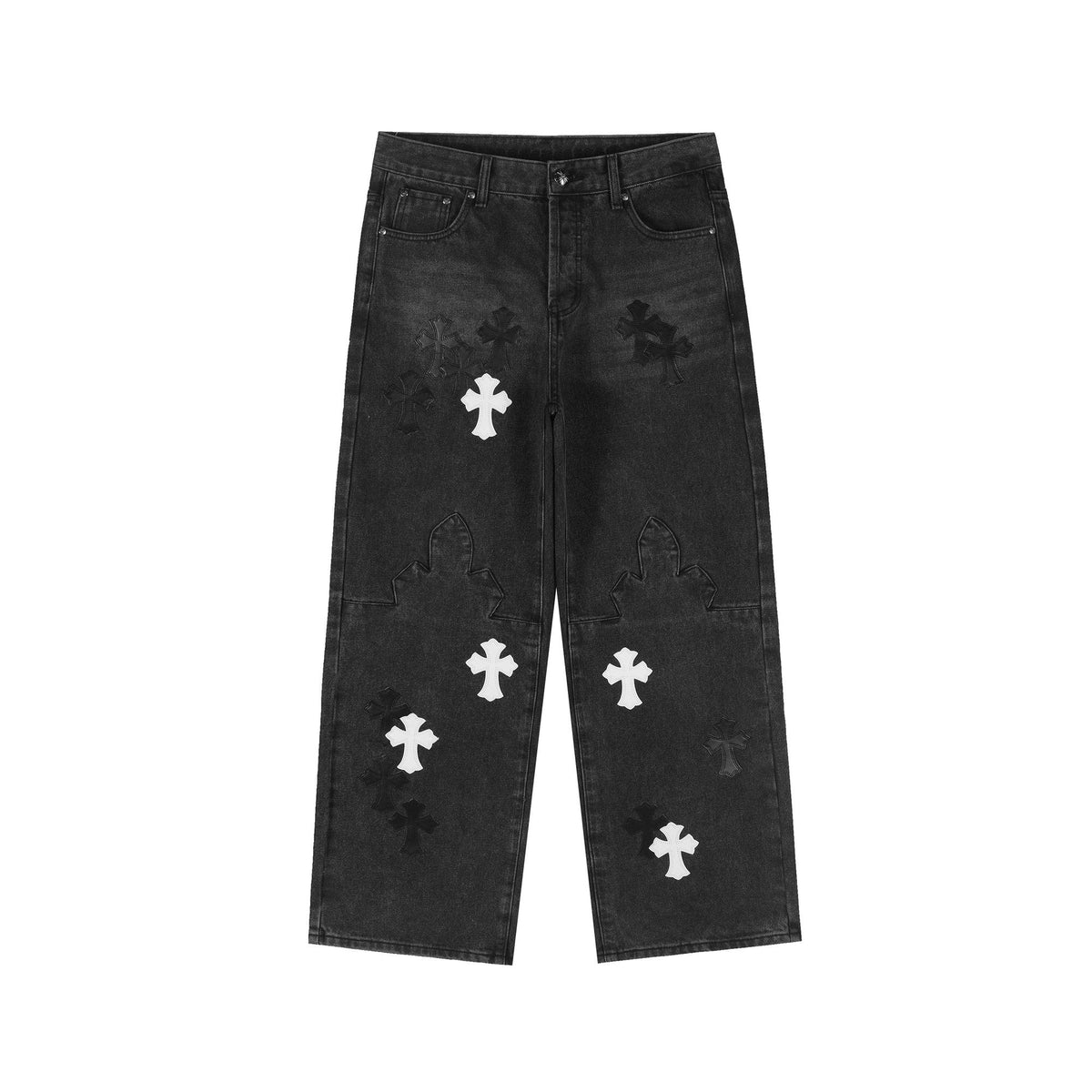 Chrome Hearts Cross Applique Washed Black Jeans ¡ª hero