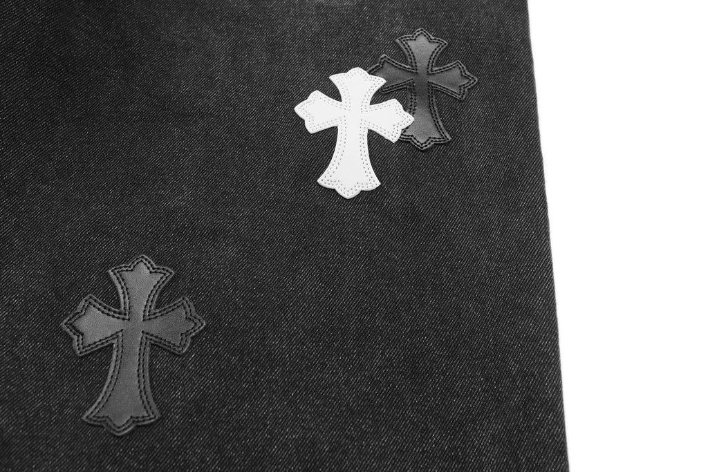 Chrome Hearts Cross Applique Washed Black Jeans ¡ª detail