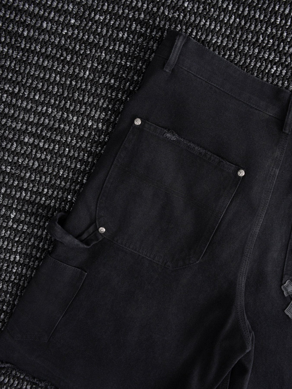 Chrome Hearts Black Graphic Appliqu¨¦ Denim Cargo Shorts ¡ª detail