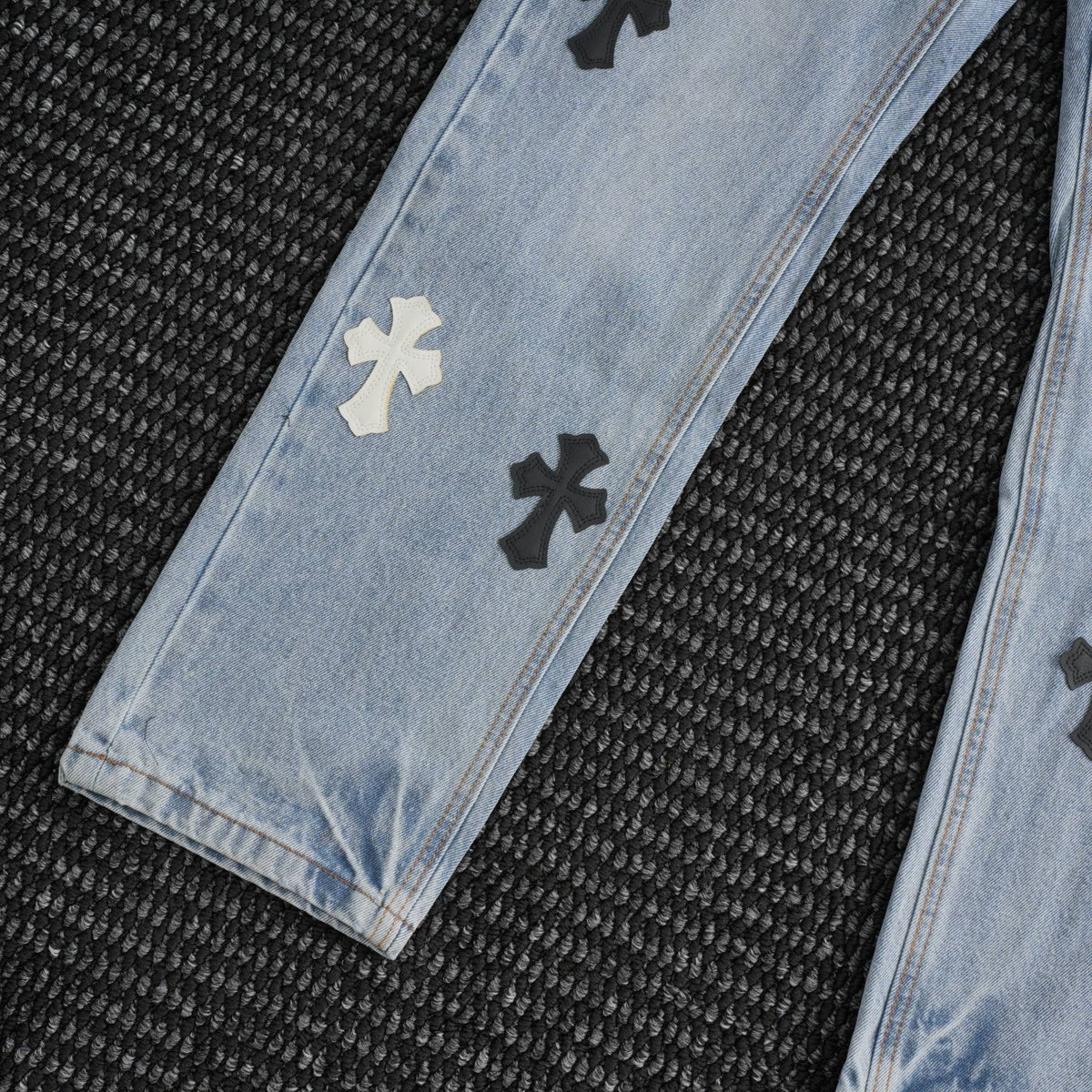 Chrome Hearts Light Blue Cross Patch Jeans ¡ª detail