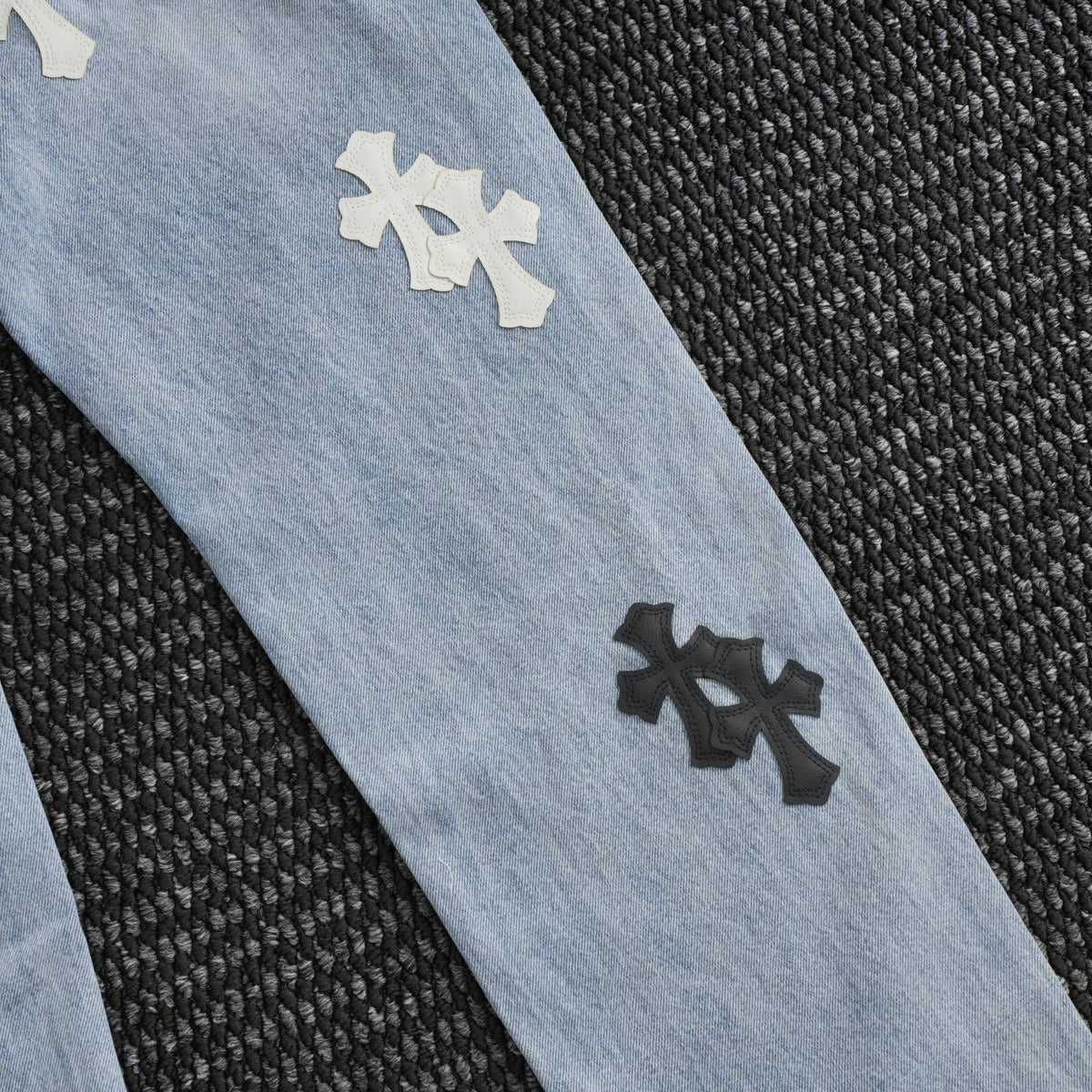 Chrome Hearts Light Blue Cross Patch Jeans ¡ª detail