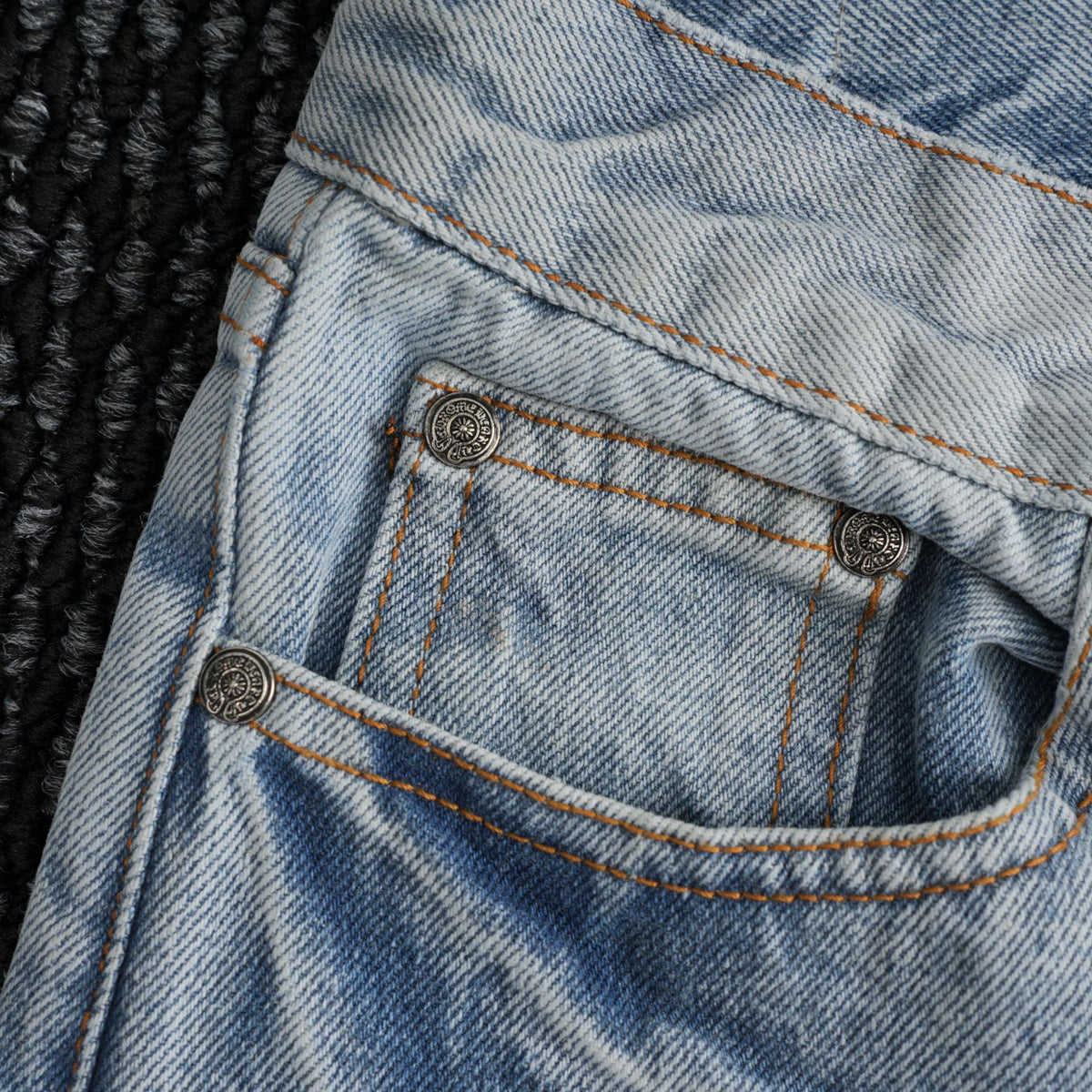 Chrome Hearts Light Blue Cross Patch Jeans ¡ª detail