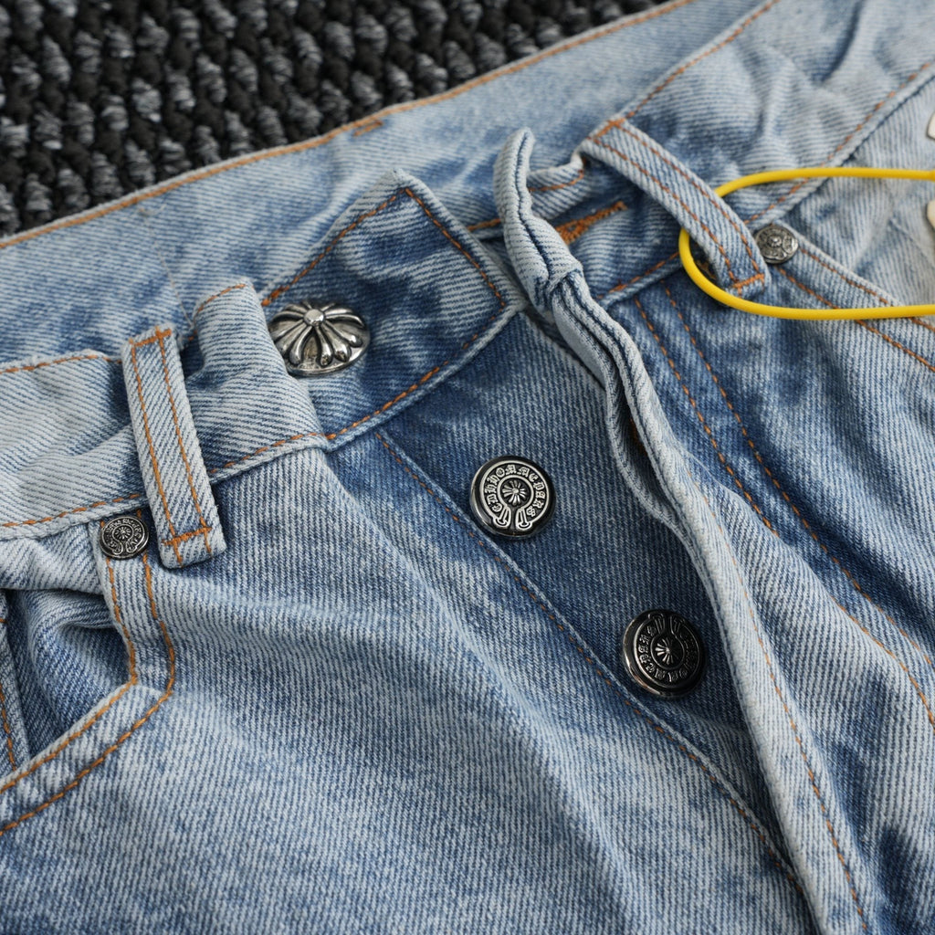 Chrome Hearts Light Blue Cross Patch Jeans ¡ª detail