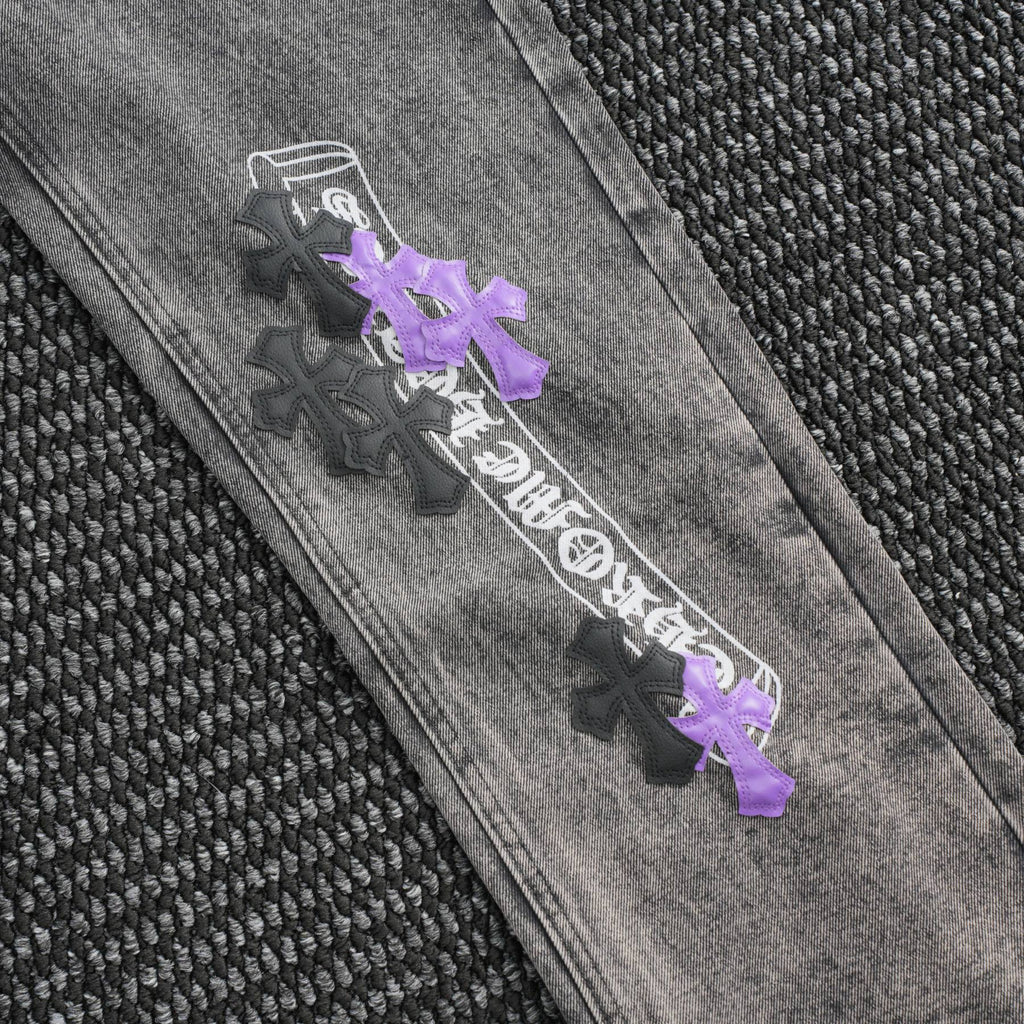 Chrome Hearts Gray Graphic Washed Jeans ¡ª detail