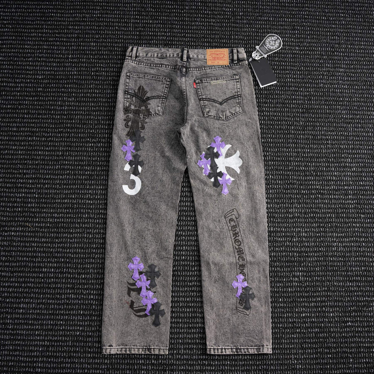 Chrome Hearts Gray Graphic Washed Jeans ¡ª back