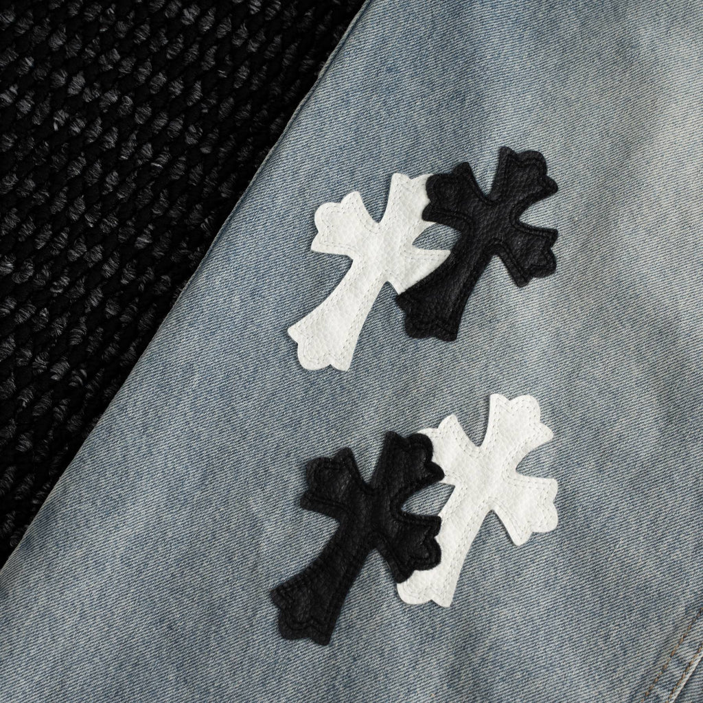 Chrome Hearts Cross Applique Light Blue Jeans ¡ª detail