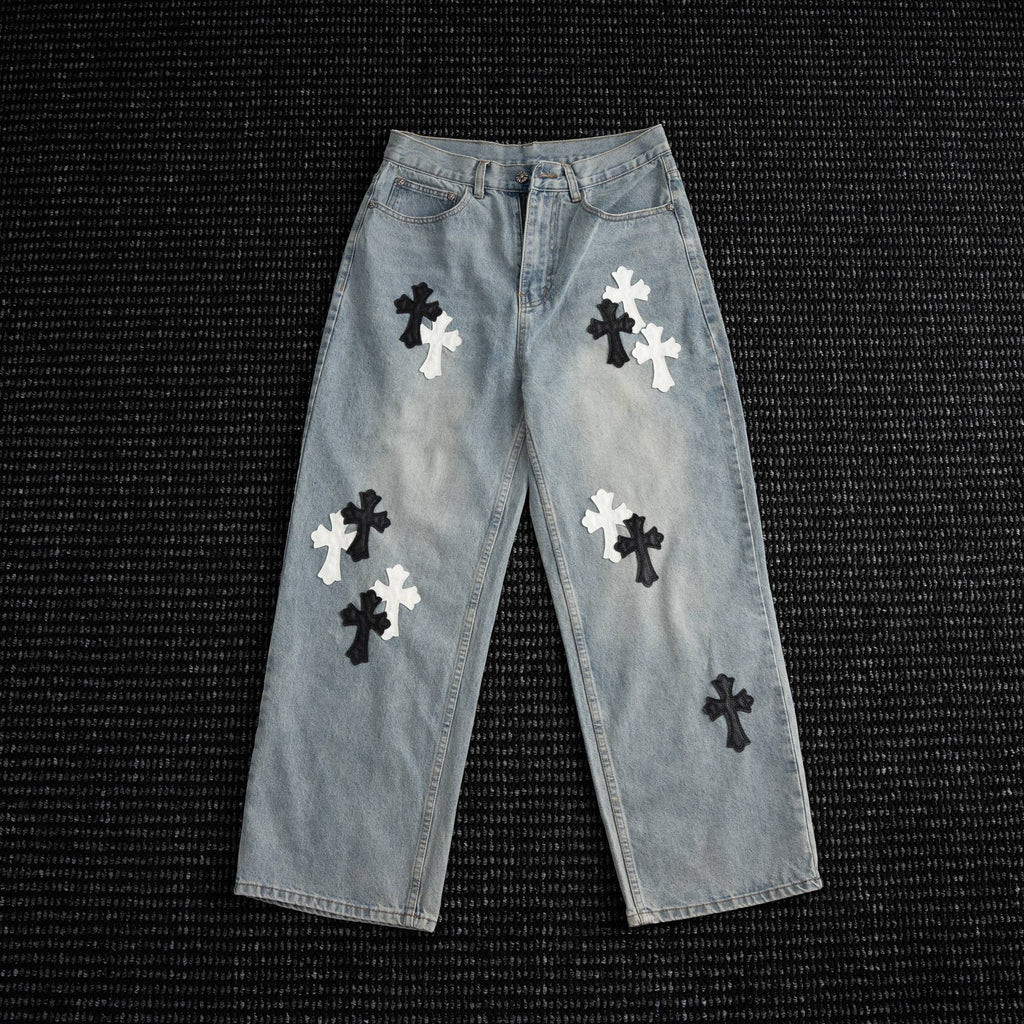 Chrome Hearts Cross Applique Light Blue Jeans ¡ª hero