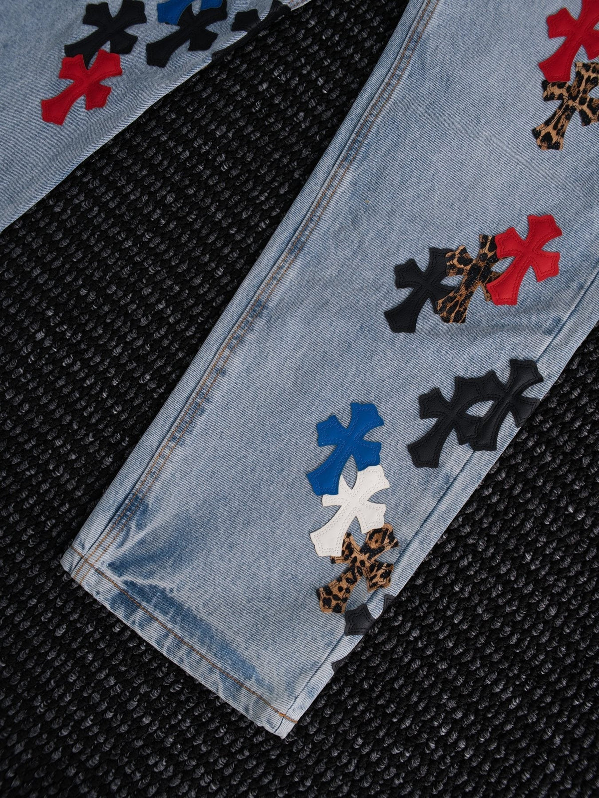 Chrome Hearts Light Blue Cross Patch Jeans ¡ª detail
