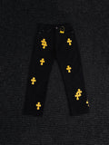 Chrome Hearts Yellow Cross Patch Black Jeans ¡ª hero