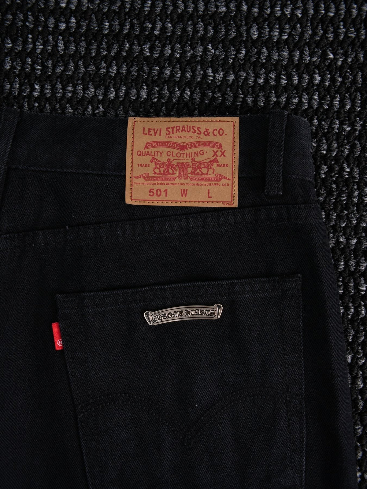 Chrome Hearts Pink Cross Patch Black Jeans ¡ª detail