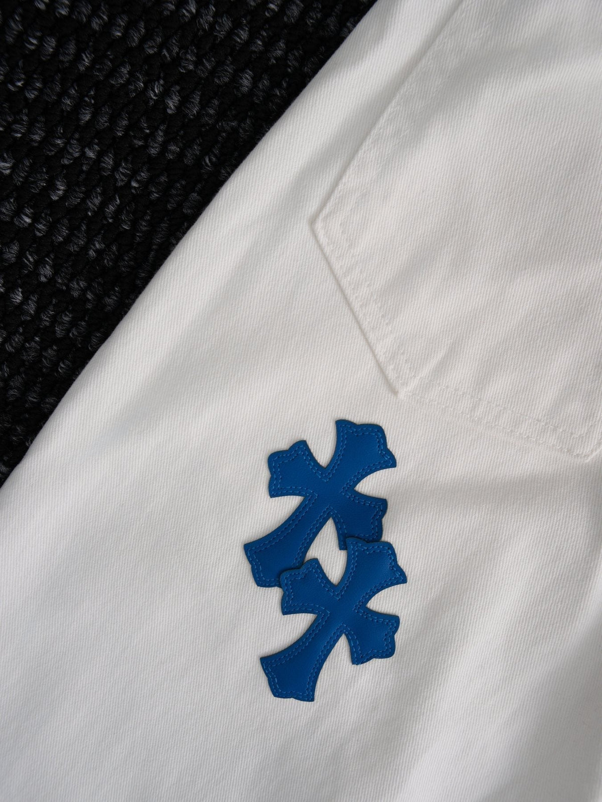 Chrome Hearts White Cross Patch Jeans ¡ª detail