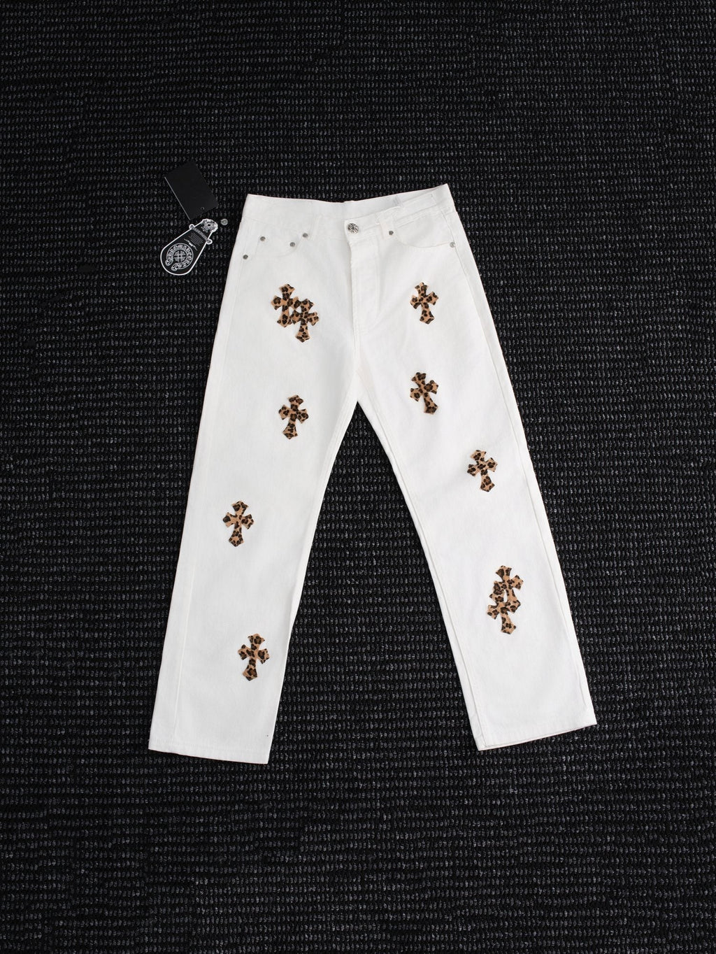 Chrome Hearts Leopard Cross Patch White Jeans ¡ª hero