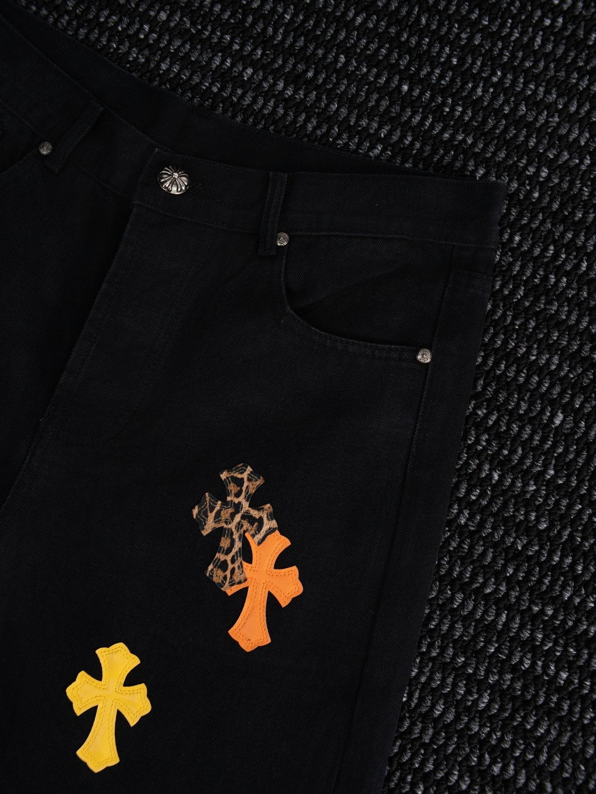 Chrome Hearts Cross Graphic Black Jeans ¡ª detail