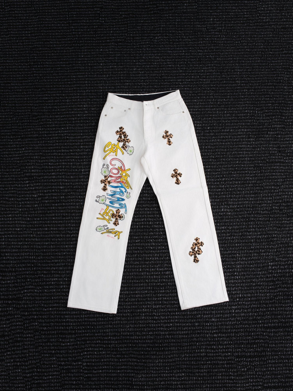 Chrome Hearts White Cross Applique Graphic Jeans ¡ª hero