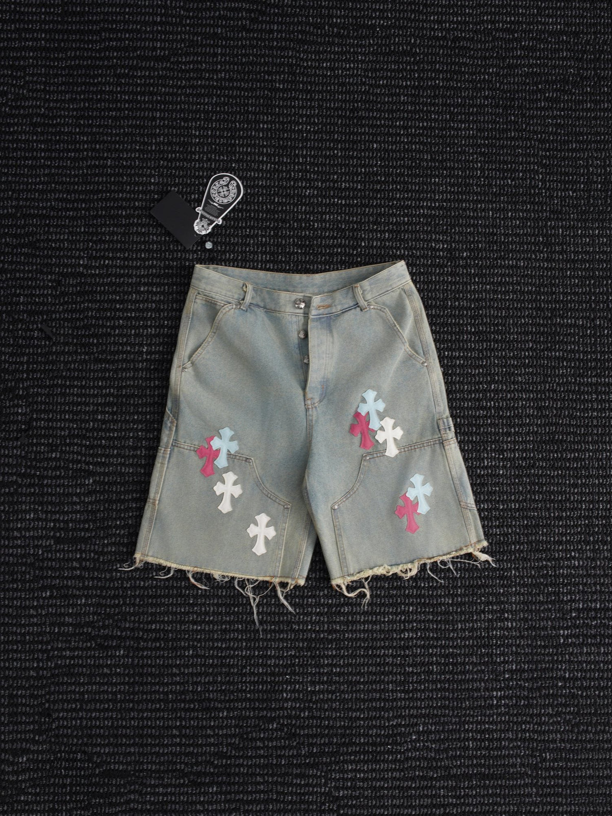Chrome Hearts Cross Patch Light Blue Denim Shorts ¡ª hero