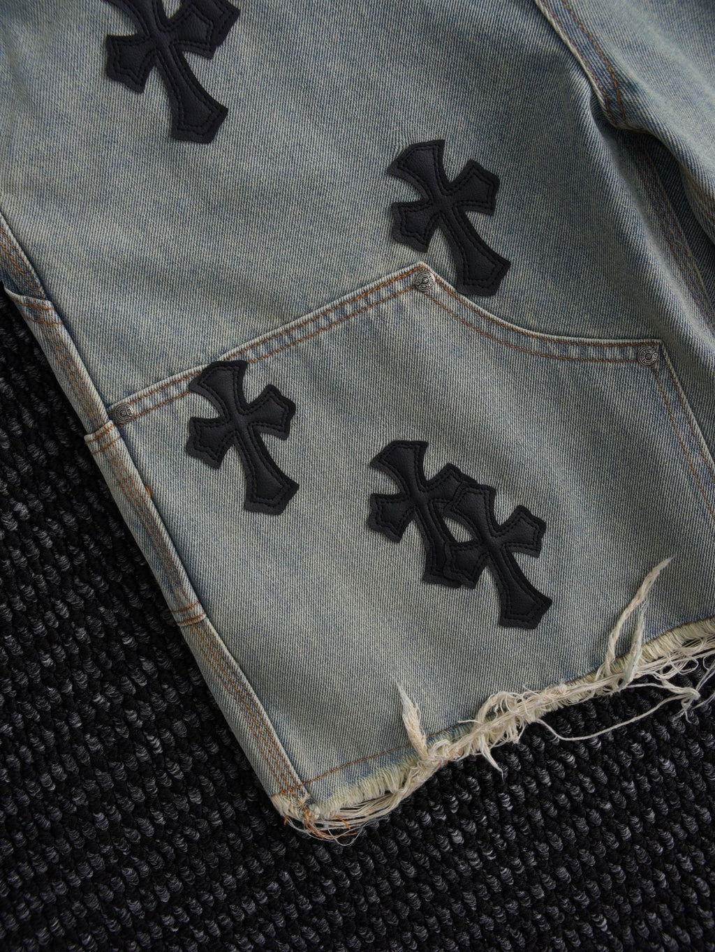 Chrome Hearts Cross Patch Denim Shorts ¡ª detail