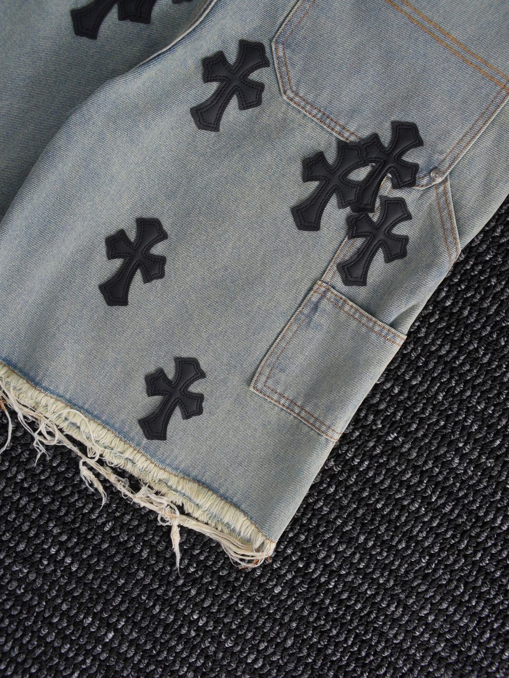 Chrome Hearts Cross Patch Denim Shorts ¡ª detail
