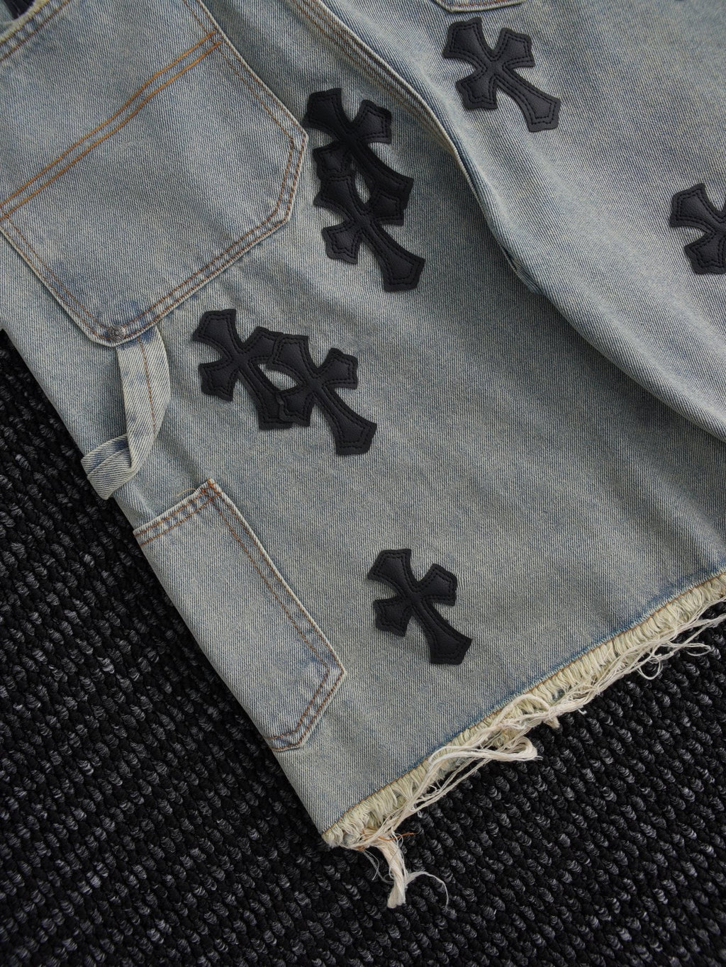 Chrome Hearts Cross Patch Denim Shorts ¡ª detail