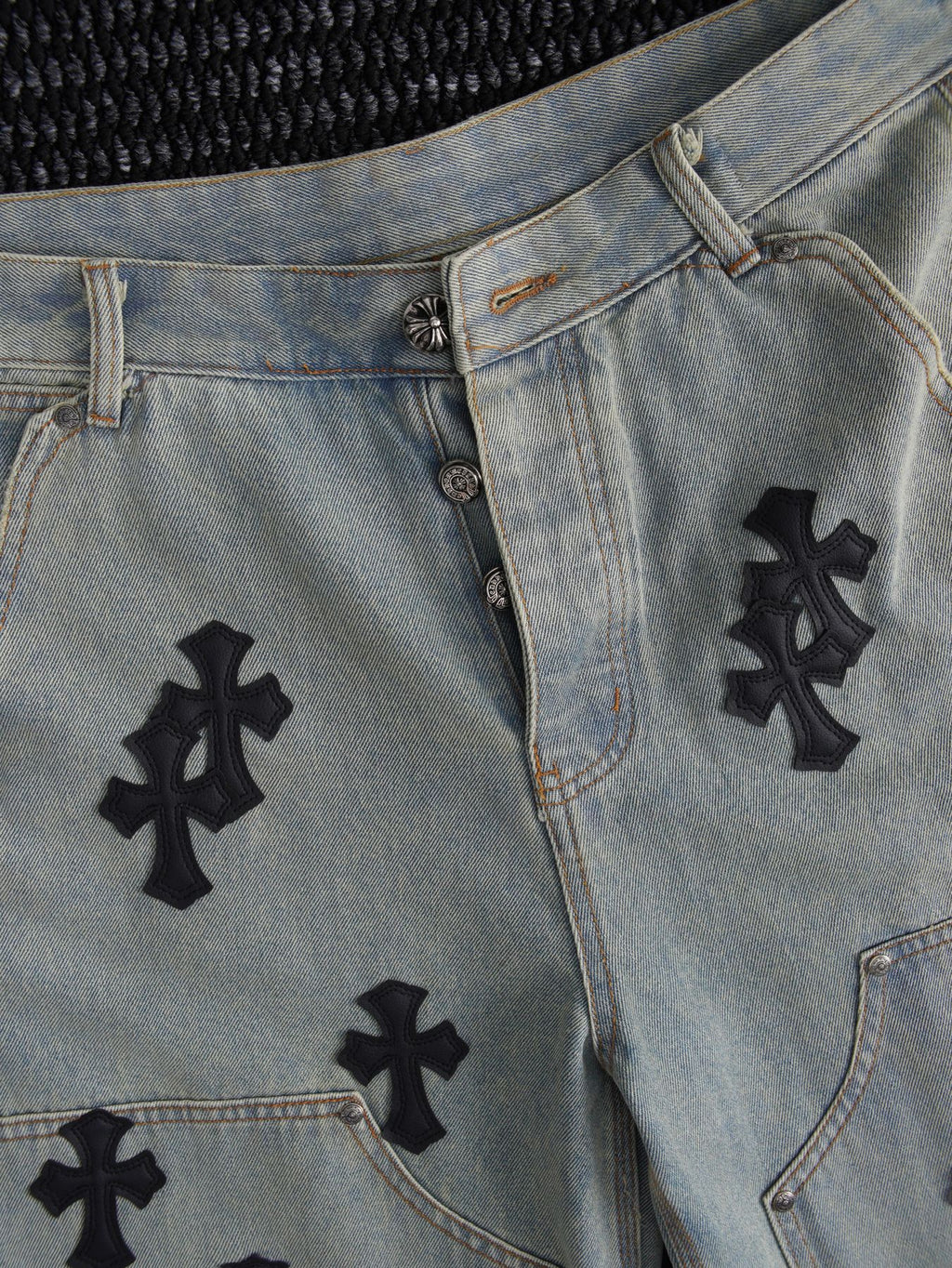 Chrome Hearts Cross Patch Denim Shorts ¡ª front