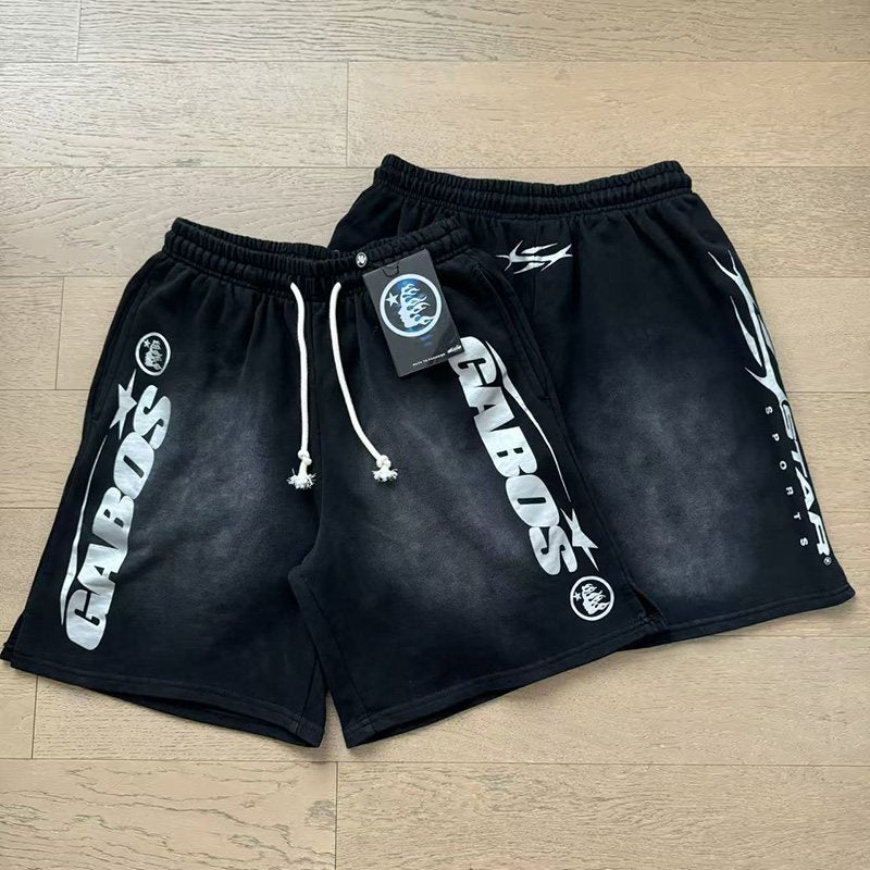GABOS Washed Black Side Graphic Shorts ¡ª front