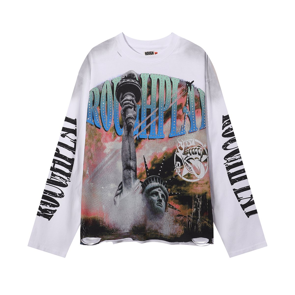 Rough Play Statue of Liberty Graphic Long-Sleeve T-Shirt ¡ª front