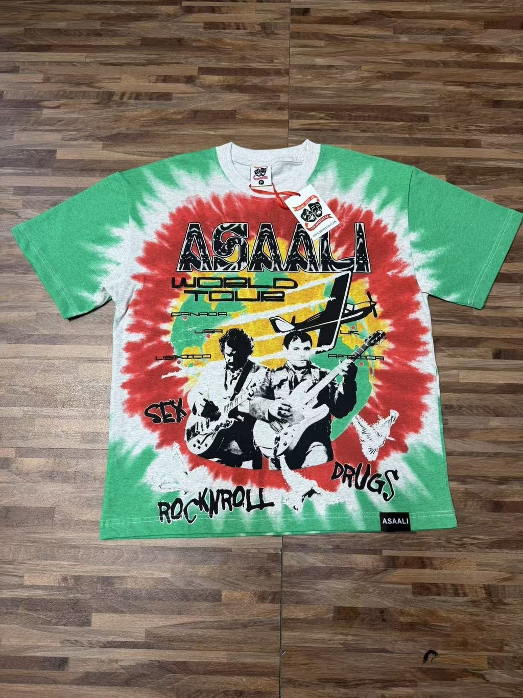 ASAALL Green Tie-Dye World Tour Graphic T-Shirt ¡ª front